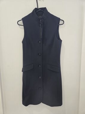 Sleeveless Black Button-Front Dress